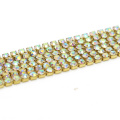 Wholesale Suppliers Gold Dense Cup Rhinestone Chain Trim for DIY Making, Crystal AB G0102